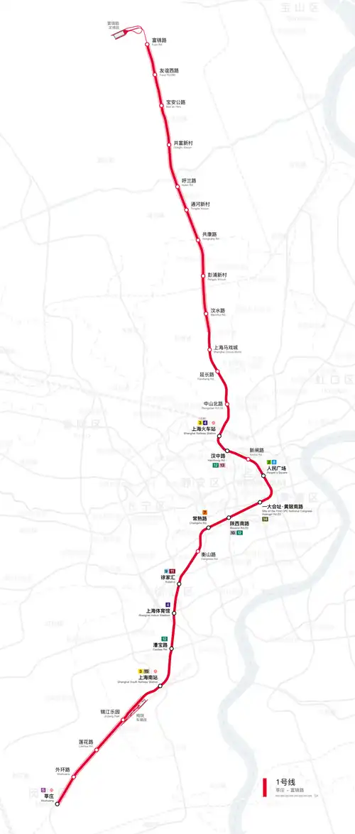 上海轨道交通1号线线路图