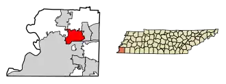 Location of Bartlett in Shelby County, Tennessee