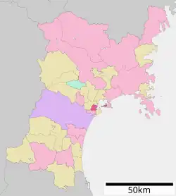 Location of Shiogama in Miyagi Prefecture
