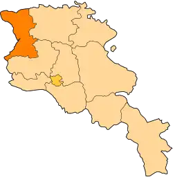 Location of Shirak within Armenia