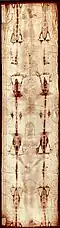 Full-length image of the Turin Shroud before the Conservation-restoration of the Shroud of Turin