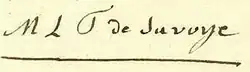 Marie Louise Thérèse of Savoy's signature
