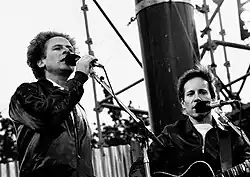 Performing live in Dublin. Art Garfunkel is on the left.