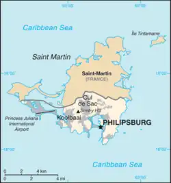 Sint Maarten is located on the southern half ofthe island of Saint Martin.