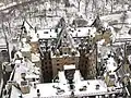 The roof of the Dakota during winter, with the H-shaped central courtyard