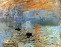 Claude Monet, Impression soleil levant, 1872. This painting started a movement called impressionism.