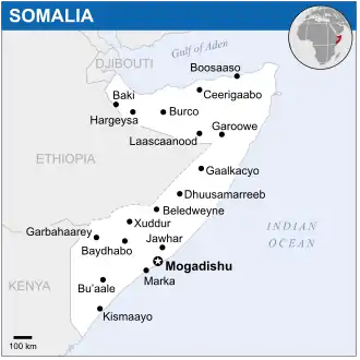 Location of Somalia