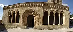 Romanesque portico of the  Church of San Miguel (Sotosalbos, Spain)
