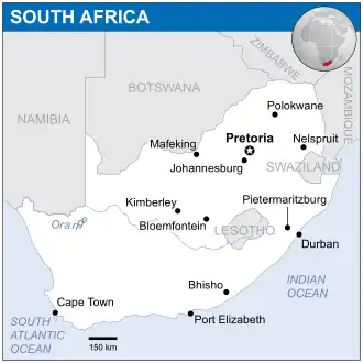 Location of South Africa