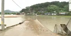 A flooded road