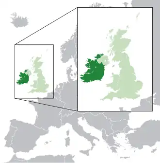 Location of &nbsp;Southern Ireland&nbsp;&nbsp;(dark green)in the United Kingdom&nbsp;&nbsp;(green)