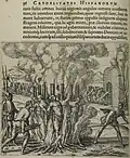 The Spanish burn Aztecs at the stake