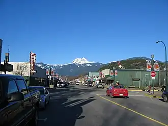 Cleveland Avenue in Squamish with Mount Garibaldi appearing in the background