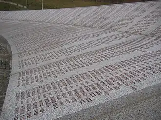 Memorial "Wall of Names" of people killed in the massacre