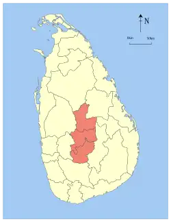 Map showing the location of Central Province within Sri Lanka