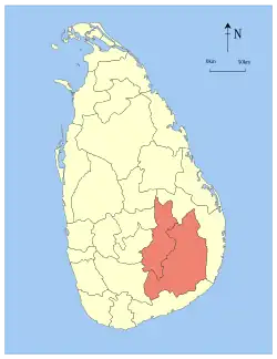 Map showing the location of Uva Province within Sri Lanka