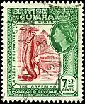Arapaima depicted on a 1954 postage stamp of British Guiana