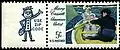 Mr. ZIP on a stamp sheet margin (not a label!). An US postage stamp (1966) featuring "The Boating Party" painted by Mary Cassatt in 1893–1894