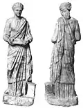 Ancient marble sculpture of Corinna, maybe a copy of Silanion's bronze mentioned by Tatian.