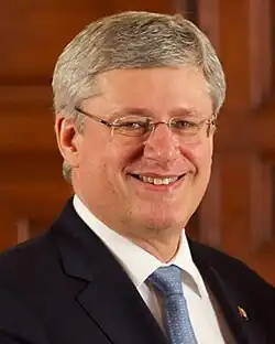 Photograph of Harper in 2014 during an official visit to Mexico to meet President Enrique Peña Nieto