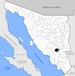 Location of the municipality in Sonora