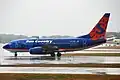 A Sun Country Boeing 737-700 at MSP. Sun Country is based in Minneapolis and has a hub at Minneapolis-Saint Paul Airport.
