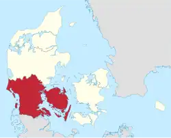 Location of Region of Southern Denmark