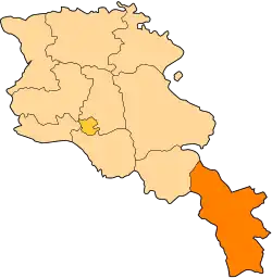 Location of Syunik within Armenia
