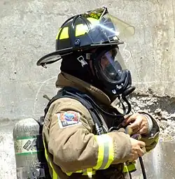 A Toronto firefighter wearing an SCBA.
