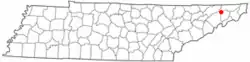 Location of Fall Branch, Tennessee