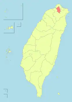 Taipei's location in the Taiwan islands