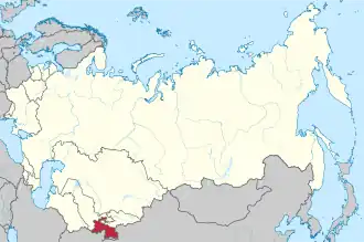 Location of Tajikistan (red) within the Soviet Union