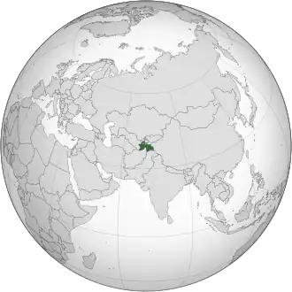 Location of &nbsp;Tajikistan&nbsp;&nbsp;(green)