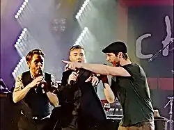 Take That performing in Shepherds Bush Empire, London In 2014.
