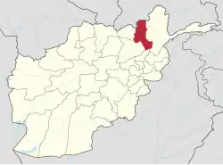 Map of Afghanistan with Takhar highlighted