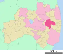 Location of Tamura in Fukushima Prefecture