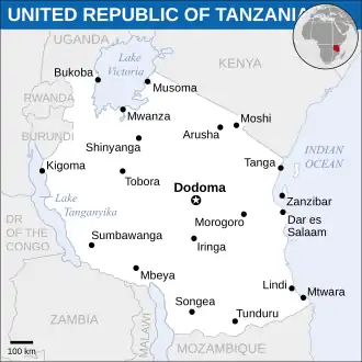 Location of Tanzania