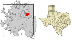 Location of Bedford in Tarrant County, Texas