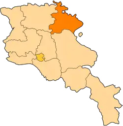 Location of Tavush within Armenia