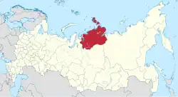 Map showing Taymyria in Russia