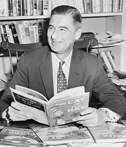 Black and white image of Dr. Seuss smiling