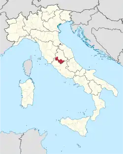 Map with the province of Terni in Italy