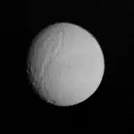 Tethys photographed by Voyager 1 from 1.2&nbsp;million km