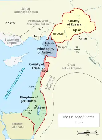 Map of the Outremer, or Crusader States.