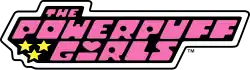 Pink letters reading "The Powerpuff Girls" against a black background.