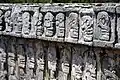 Aztec carving of a "wall of skulls," carved into a stone building