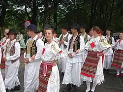 Hungarian folk dance group in traditional clothing