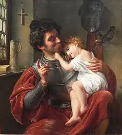 Der Krieger und sein Kind by Theodor Hildebrandt, 1832