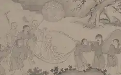 Tran dynasty robes as depicted in a section of a 14th-century scroll