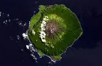 Satellite image of the Tristan da Cunha island.